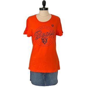 Majestic Fan Fashion Chicago Bears Orange Tshirt - Women’s Fitted - Size Large